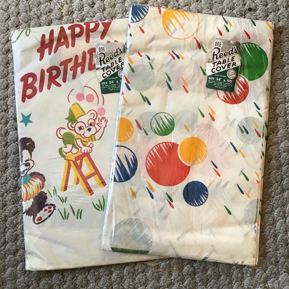 NEW Vintage Reed’s Birthday Paper Table Covers (54”x90”) Set of 2 - Picture 1 of 5